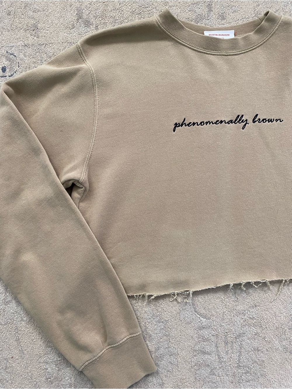 Phenomenal Oversized Sweatshirt Cutoff Cropped Tan XS Small Medium